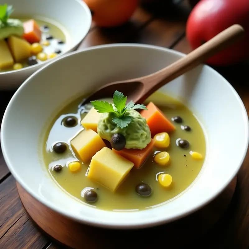 Ajiaco Colombiano Vegano con Guanábana: Sopa Sin Lácteos y Alta en Fibra