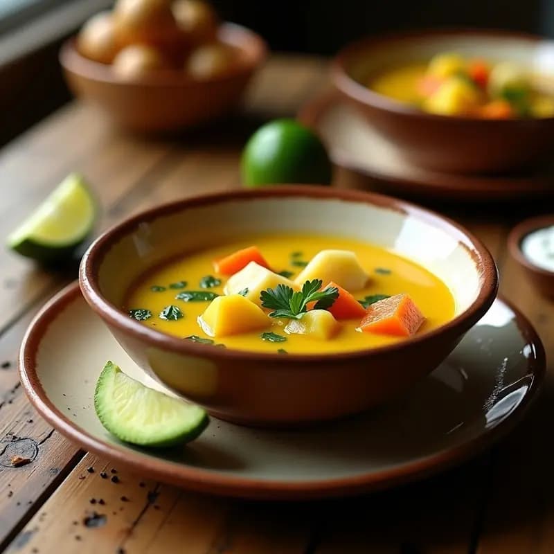 Ajiaco Colombiano Vegano con 3 Papas y Mazorca: Sopa Andina Crema y Sin Lácteos