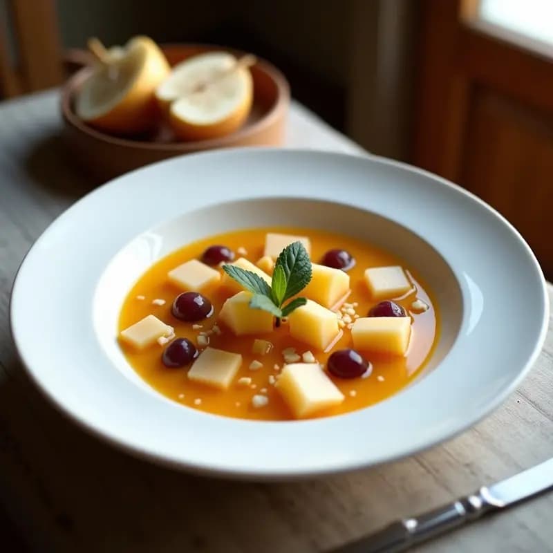 Ajoblanco con uvas y trozos de melón: sopa fría malagueña refrescante