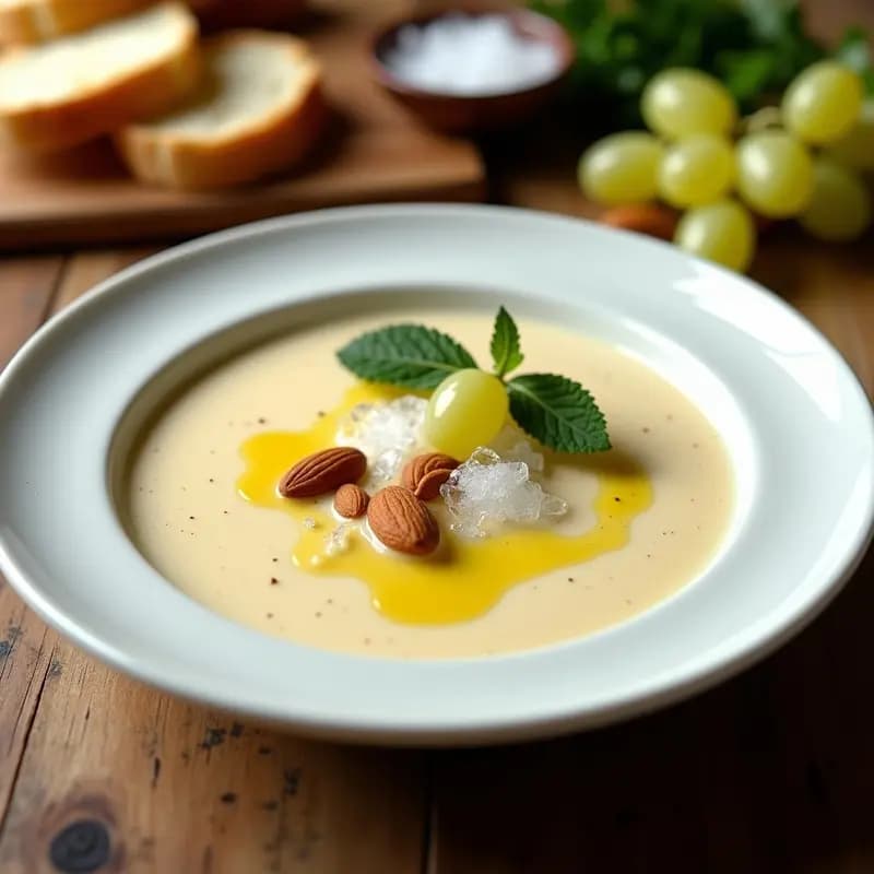 Ajoblanco con uvas: Sopa fría andaluza con toque dulce y refrescante