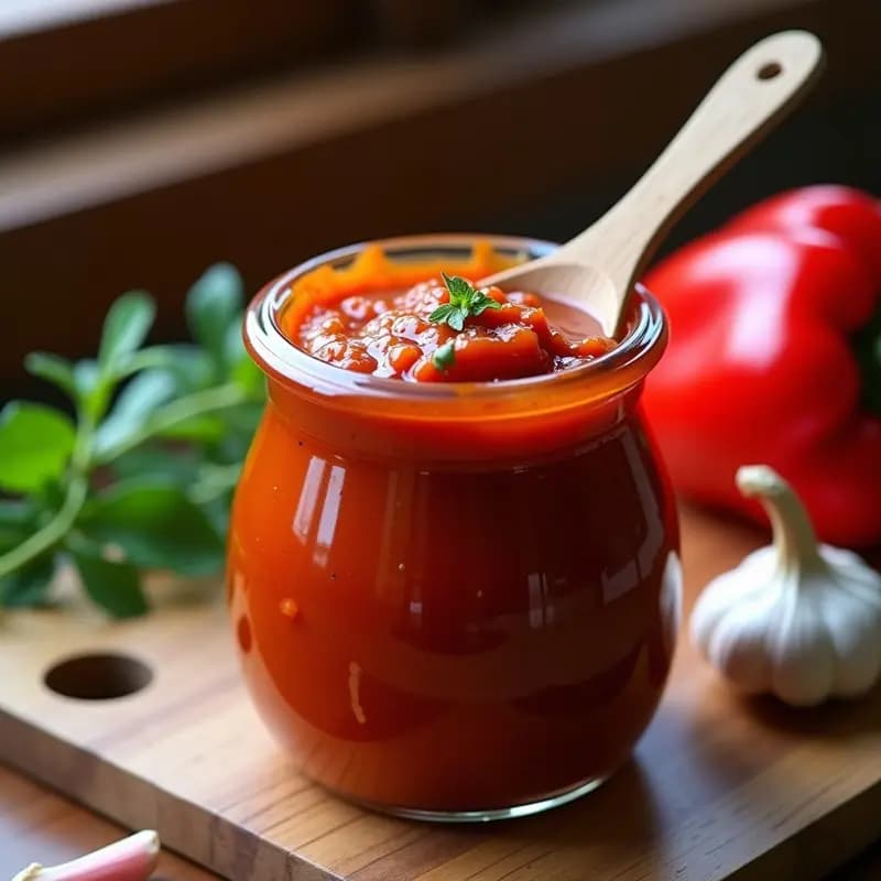 Ajvar de Berenjena y Pimiento Rojo: Salsa Balcánica Vegana para Tupper y Sin Cocción