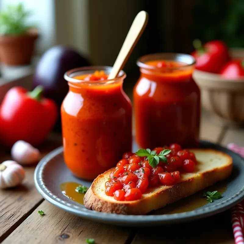 Ajvar Balcánico de Pimientos Rojos Asados y Berenjena: Conserva Tradicional para Tupper