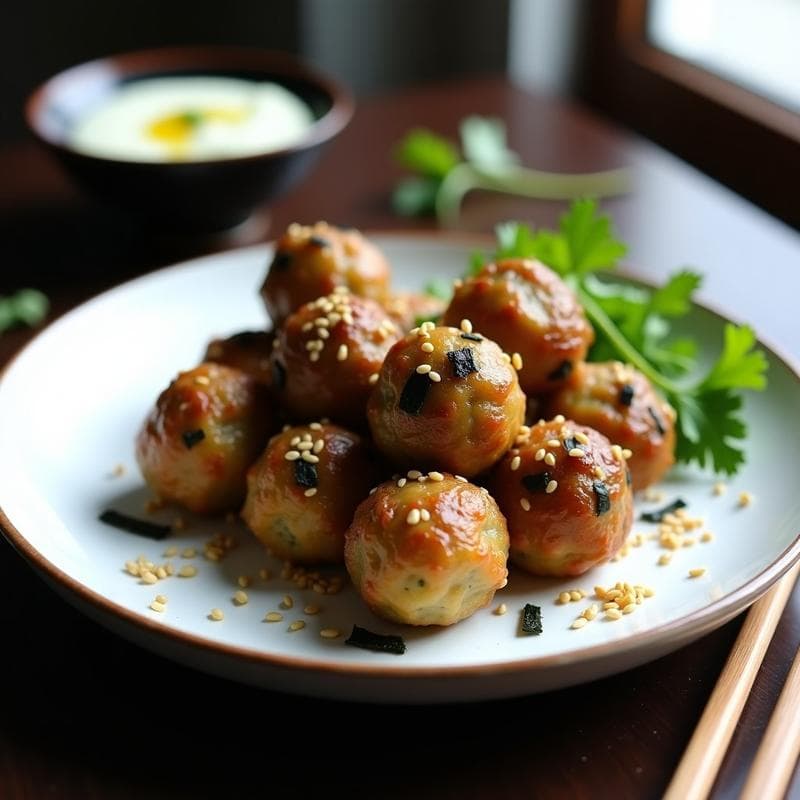 Albóndigas de Berenjena y Algas Nori: Receta Japonesa Keto en Airfryer sin Gluten
