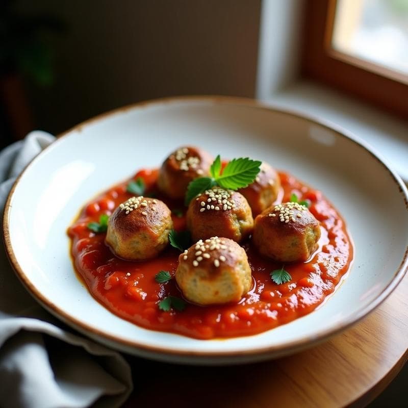 Albóndigas de berenjena y cicerchia: Receta italiana vegana alta en proteína sin horno