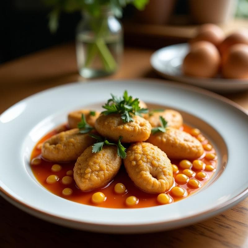 Albóndigas de Berenjena y Garbanzos al Horno con Glaseado de Granada