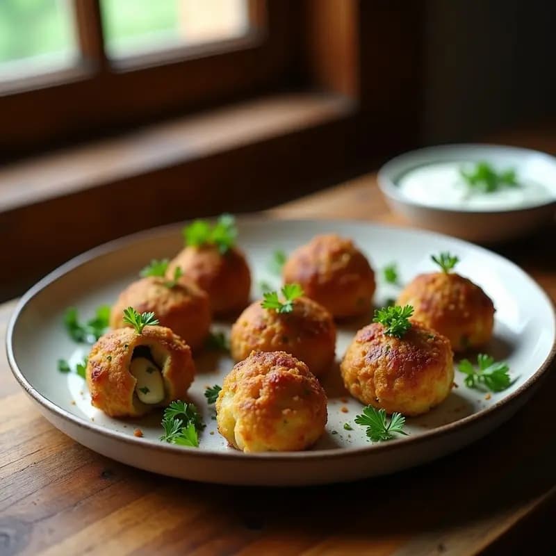 Albóndigas de berenjena y queso de cabra: Aperitivo vegetariano con toque español