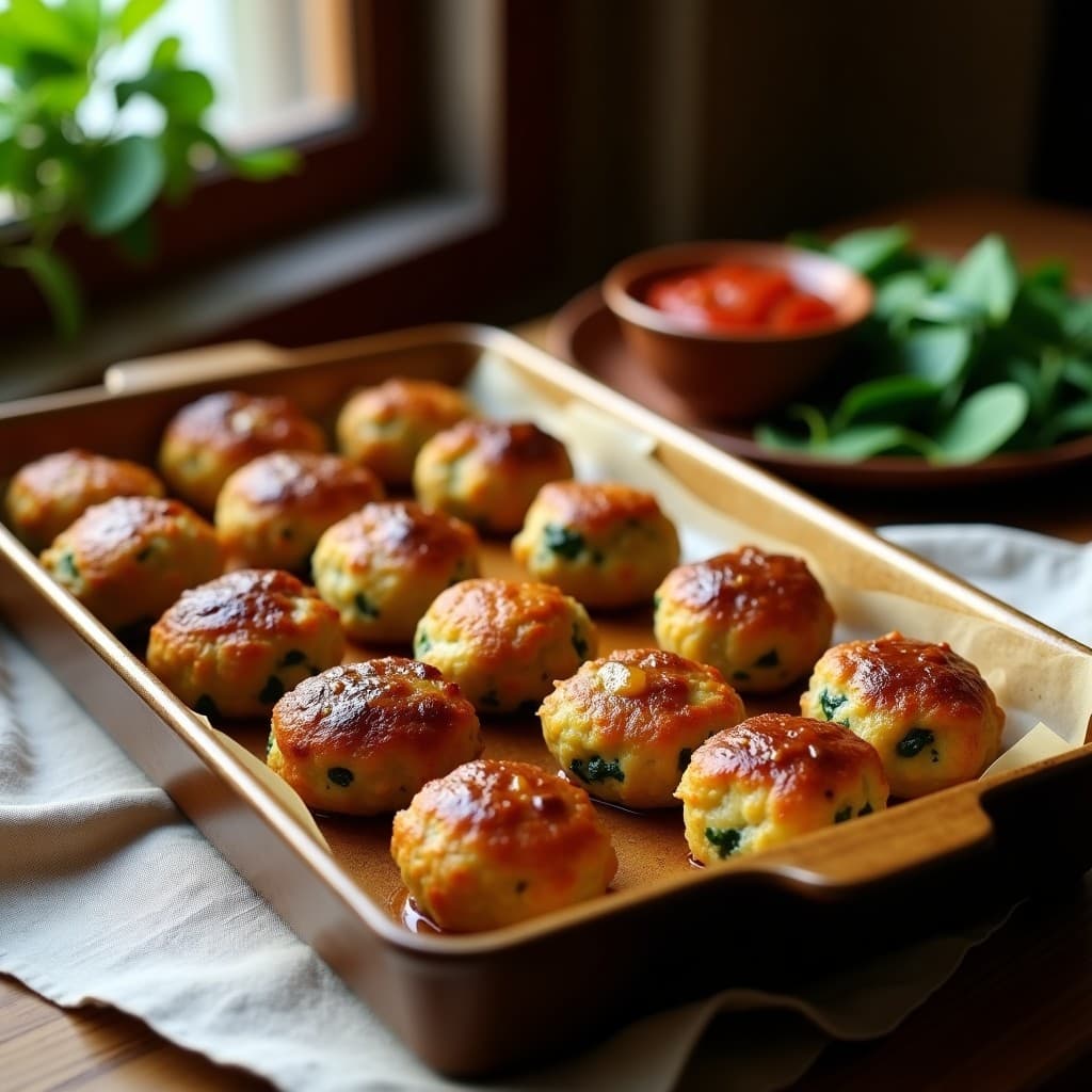 Albóndigas de Espinacas y Queso de Cacahuete: Receta Italiana Vegana al Horno