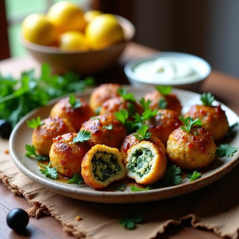 Albóndigas de Espinacas y Queso Feta: Receta Griega en Airfryer sin Pan Rallado
