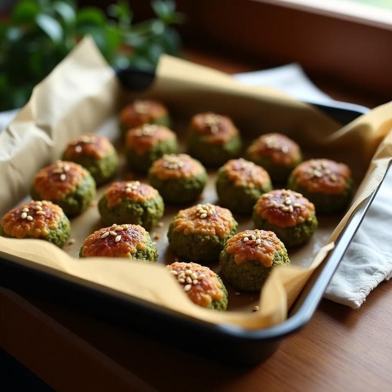 Albóndigas de Espirulina y Lino Doradas al Horno: Aperitivo Vegano Rico en Proteínas
