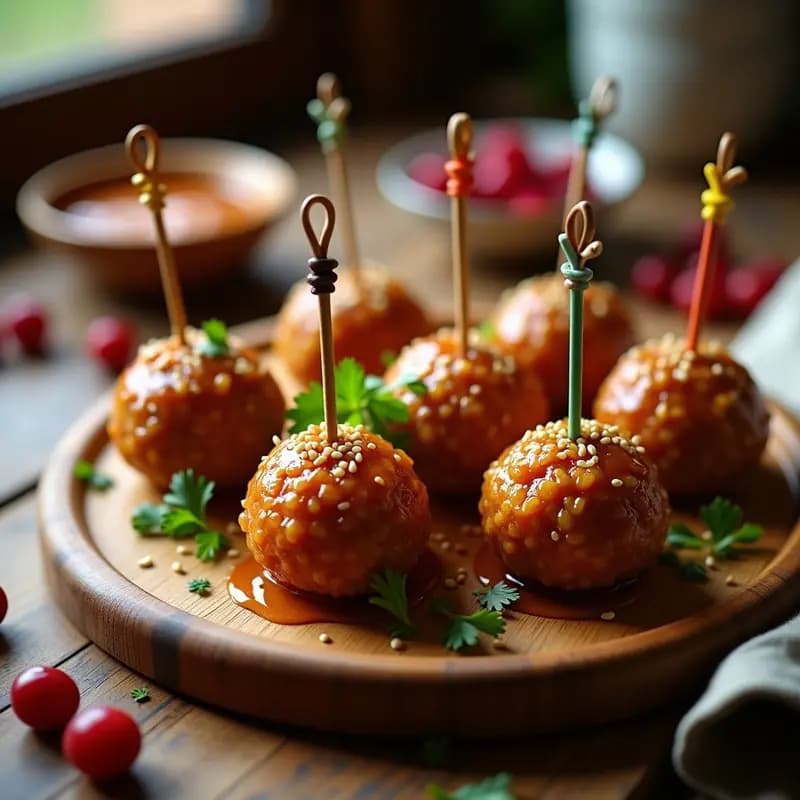 Albóndigas de Lentejas y Arándanos con Glaseado de Miel de Agave: Aperitivo Dulce-Salado Vegano