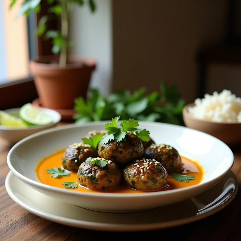 Albóndigas de Lentejas Beluga y Espinacas al Curry: Receta en Olla Rápida Vegana