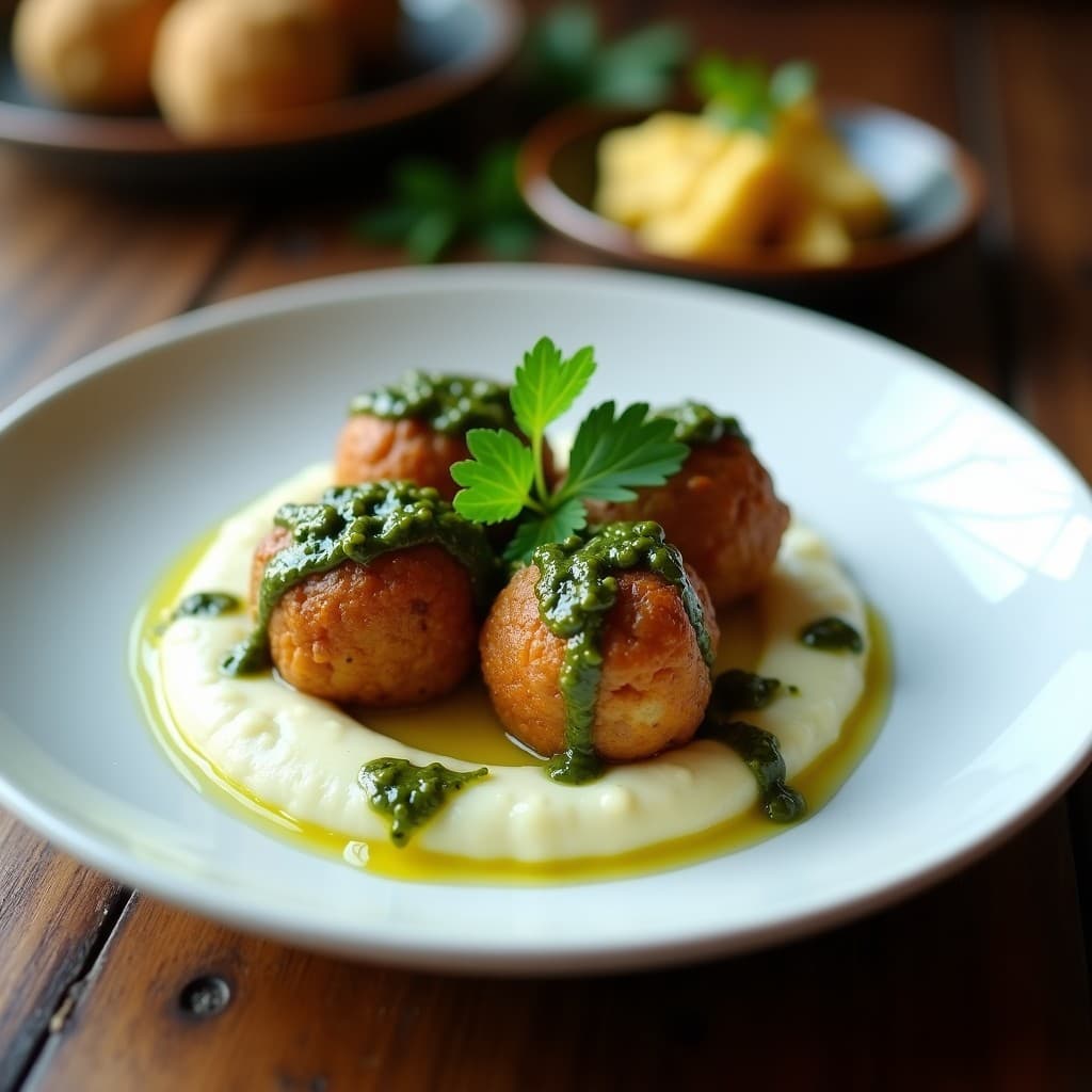 Albóndigas de Lentejas Rojas y Chimichurri con Puré de Coliflor: Receta Argentina Vegana