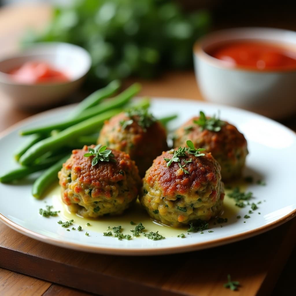 Albóndigas de Lentejas y Espirulina: Receta Española Vegana con Hierbas Provenzales en Airfryer