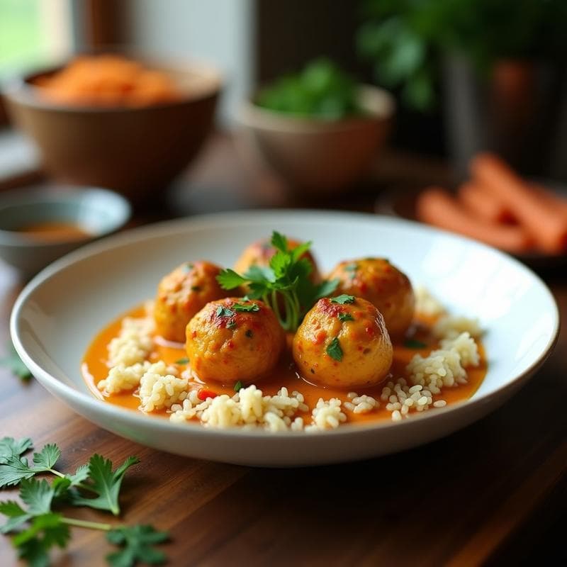 Albóndigas de Lentejas Rojos y Zanahoria al Curry: Receta Vegana en Olla Express