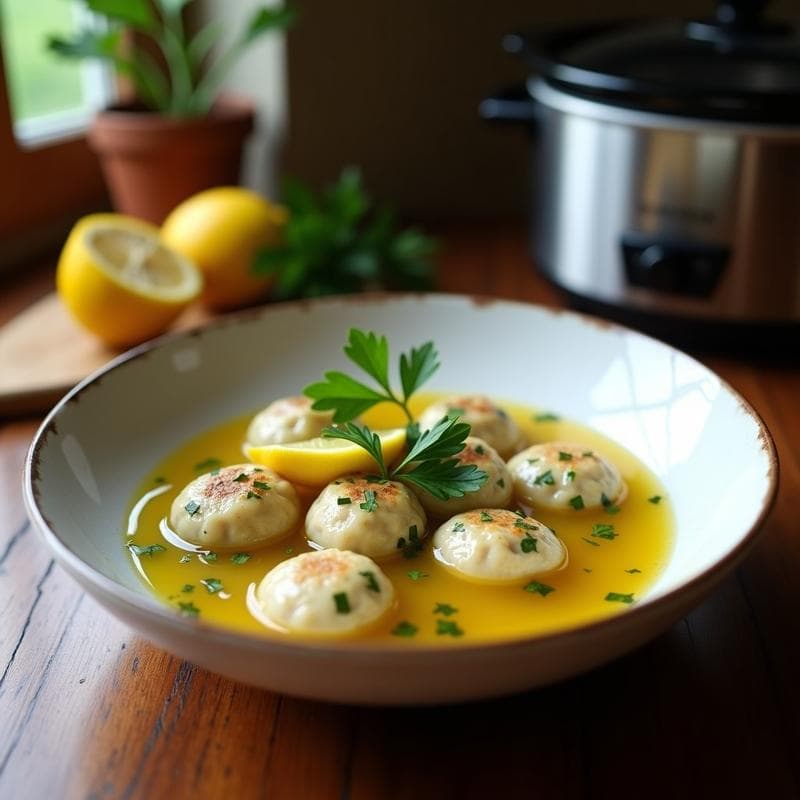 Albóndigas de Merluza y Algas: Receta en Olla Lenta con Caldo de Limón y Ajo