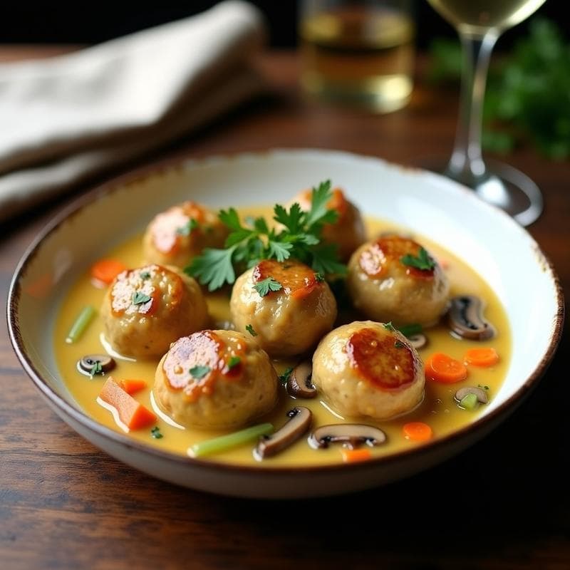 Albóndigas de Pavo al Vino Blanco con Setas: Receta Francesa en Olla Lenta