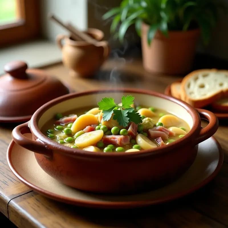 Alcachofas al Estilo de Navarra: Guiso con Jamón y Guisantes