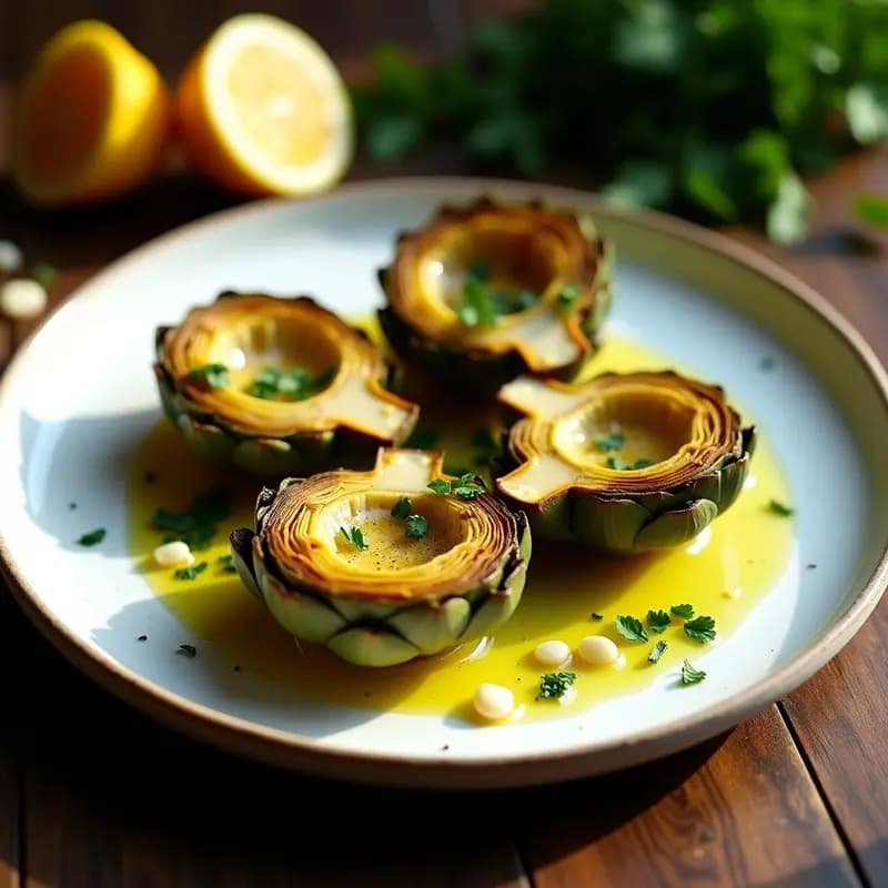Artichoke a la Plancha con Vinagreta de Limón y Ajo: Entrante Navarro