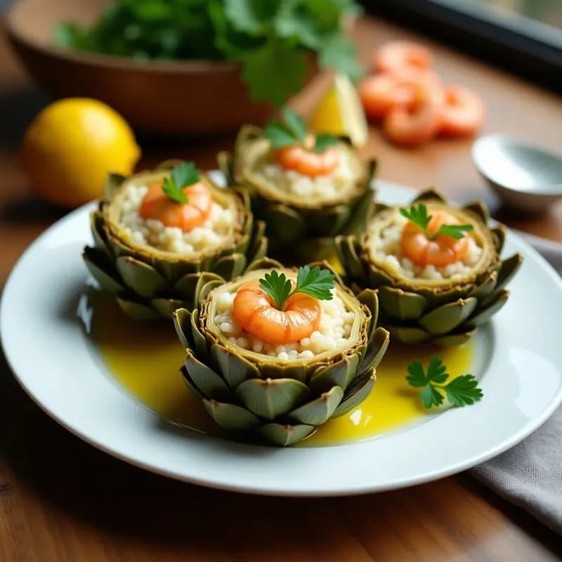 Alcachofas Rellenas de Arroz y Gambas: Receta de Primavera Fácil y Elegante