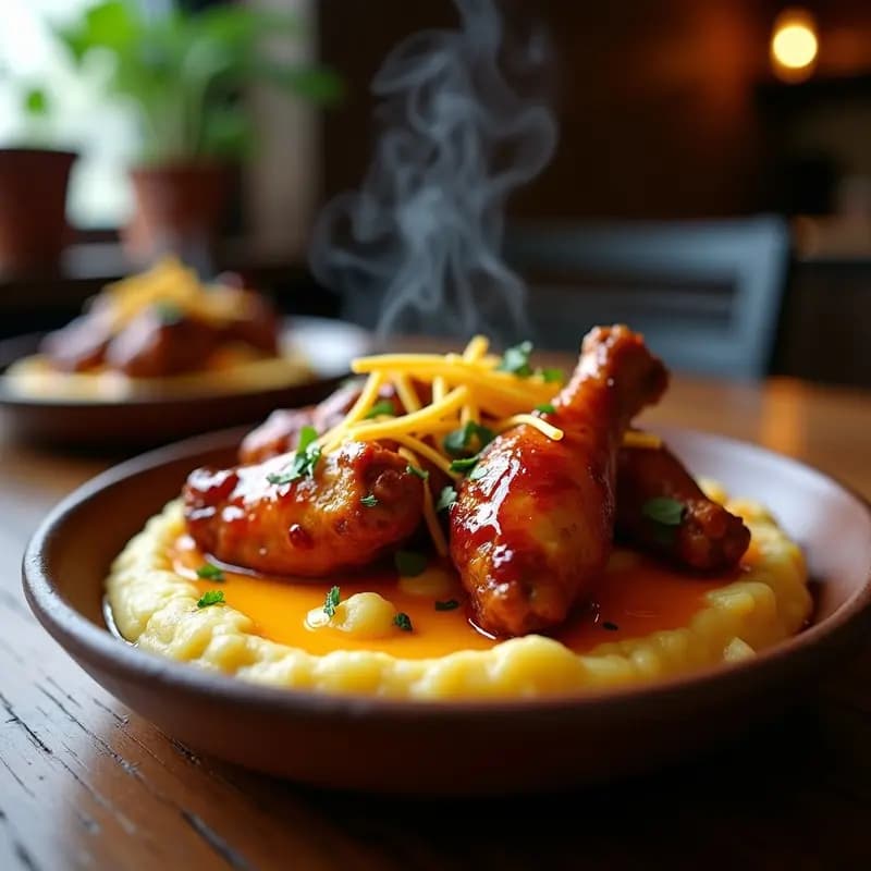 Alitas de Pollo BBQ con Puré de Patatas Cargado de Mantequilla y Queso: Comida Reconfortante Extrema