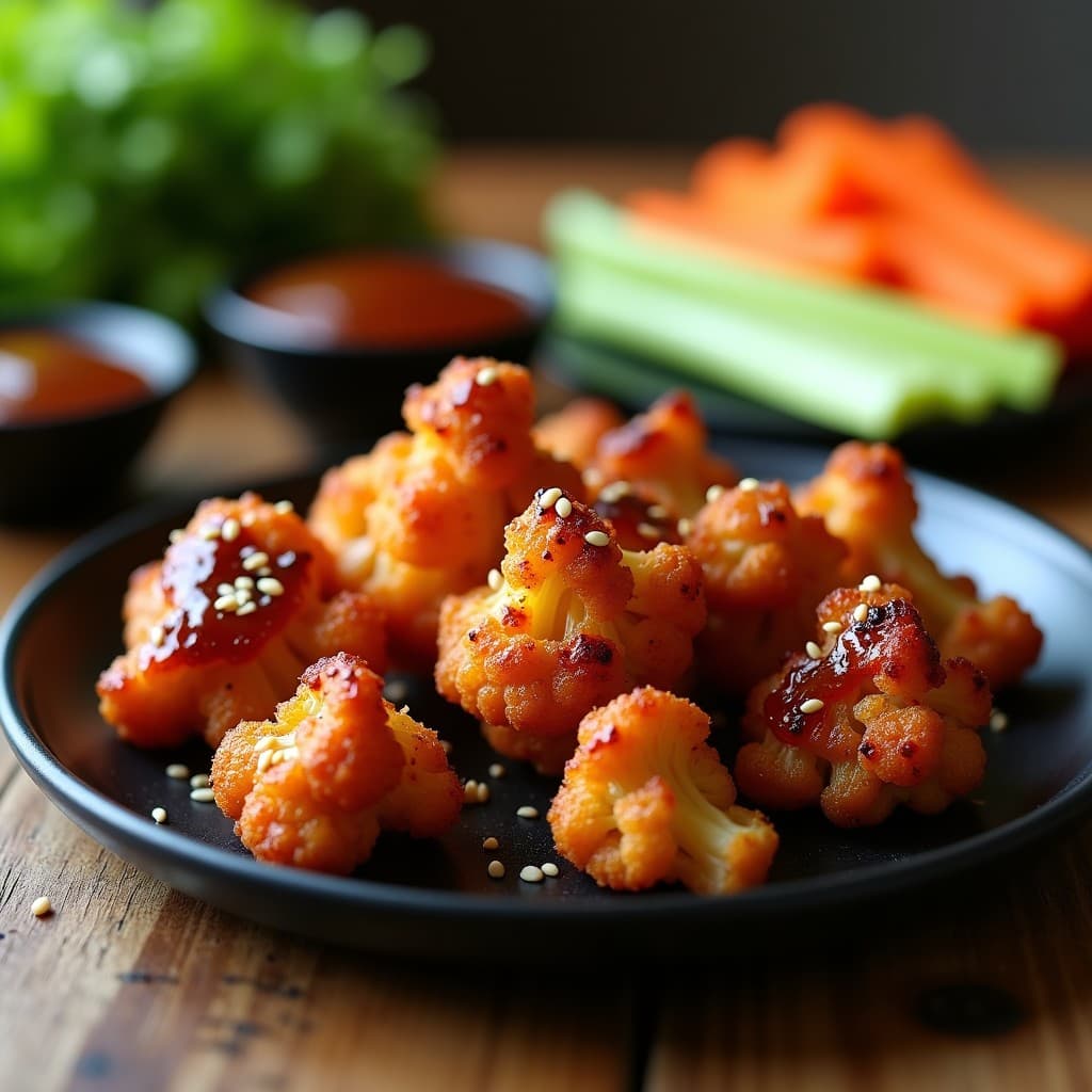 Alitas de Coliflor al BBQ con Glaseado de Café: Snack Vegano en Airfryer