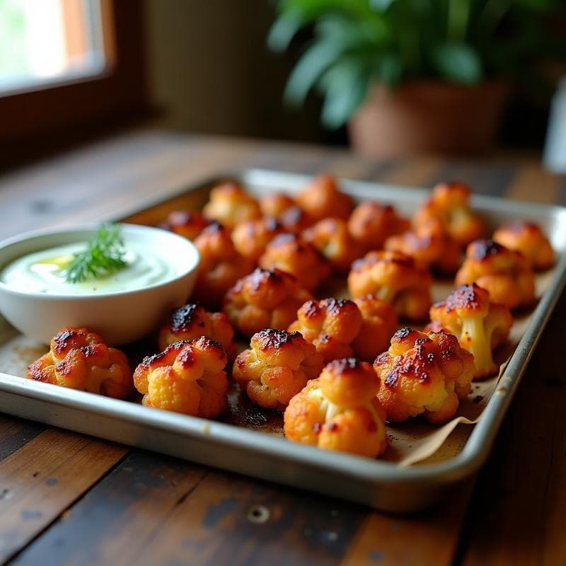 Alitas de Coliflor al BBQ con Salsa de Yogur de Soja: Receta Vegana en Horno