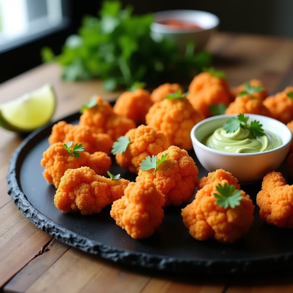 Alitas de Coliflor al Buffalo con Dip de Aguacate: Aperitivo Keto Crujiente en Airfryer
