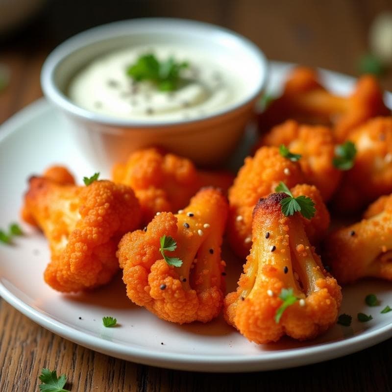Alitas de Coliflor al Buffalo con Salsa de Apio: Receta Vegana en Airfryer