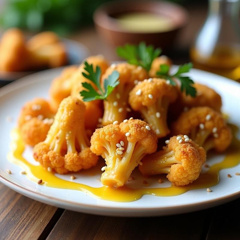 Alitas de Coliflor Crujientes con Aderezo de Miel y Mostaza: Receta Keto en Airfryer