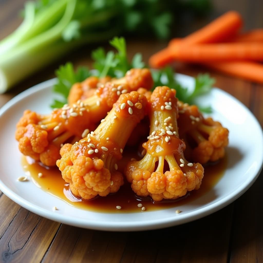Alitas de Coliflor Crujientes con Salsa de Miso y Miel: Aperitivo Vegetariano en Airfryer