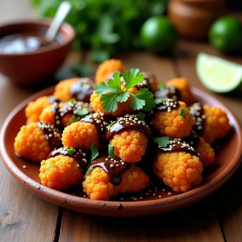 Alitas de Coliflor al Mole Poblano: Receta Mexicana Vegana en Airfryer con Umami