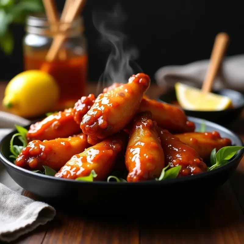 Alitas de Pollo BBQ con Glaseado de Miel y Chile Habanero: Receta Crujiente y Adictiva