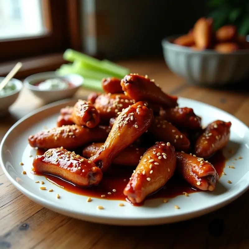 Alitas de Pollo BBQ con Miel y Sésamo: Receta Pegajosa y Deliciosa para Compartir