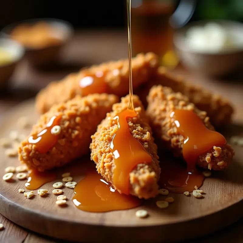 Alitas de Pollo Rebozadas en Cereal de Desayuno con Sirope de Arce: Snack Crujiente y Dulce
