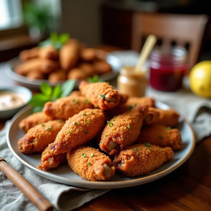 Alitas de Pollo Empanizadas con Mantequilla de Cacahuete y Mermelada de Frambuesa: Crujientes y Adictivas
