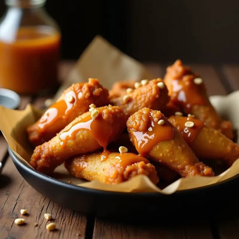 Alitas de Pollo Fritas en Mantequilla de Cacahuete y Miel: Crunchy y Adictivas