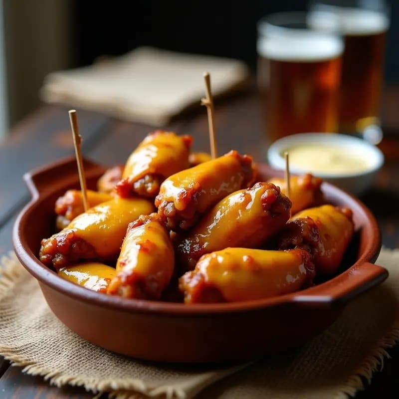Alitas de Pollo Mielsadas con Glaseado de BBQ y Queso Cheddar: Finger Food Adictivo