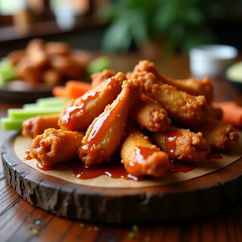 Alitas de Pollo Triplemente Fritas con Glaze de Miel y Sriracha: Crunch que Enamora