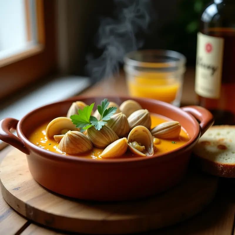 Almejas a la Marinera Gallega con Azafrán: Tapa Rápida y Elegante en 10 Minutos