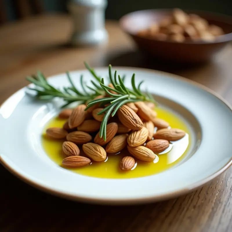 Almendras Fritas con Romero y Sal Marina: Aperitivo Andaluz Crujiente y Aromático