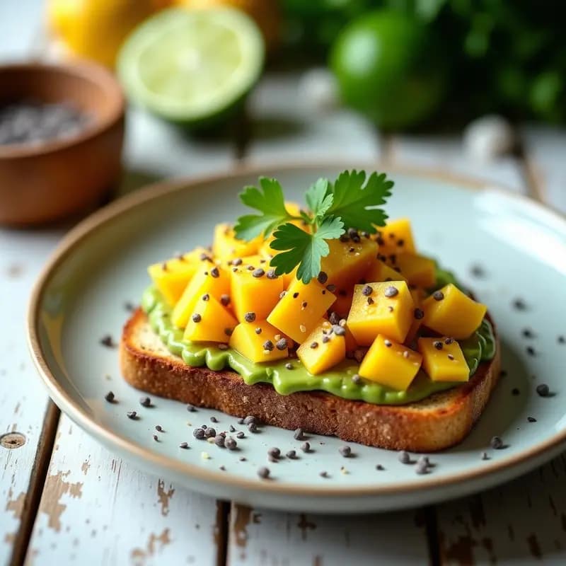 Aloha Toast Hawaiano con Aguacate, Mango y Semillas de Chía: Desayuno Tropical Sin Gluten