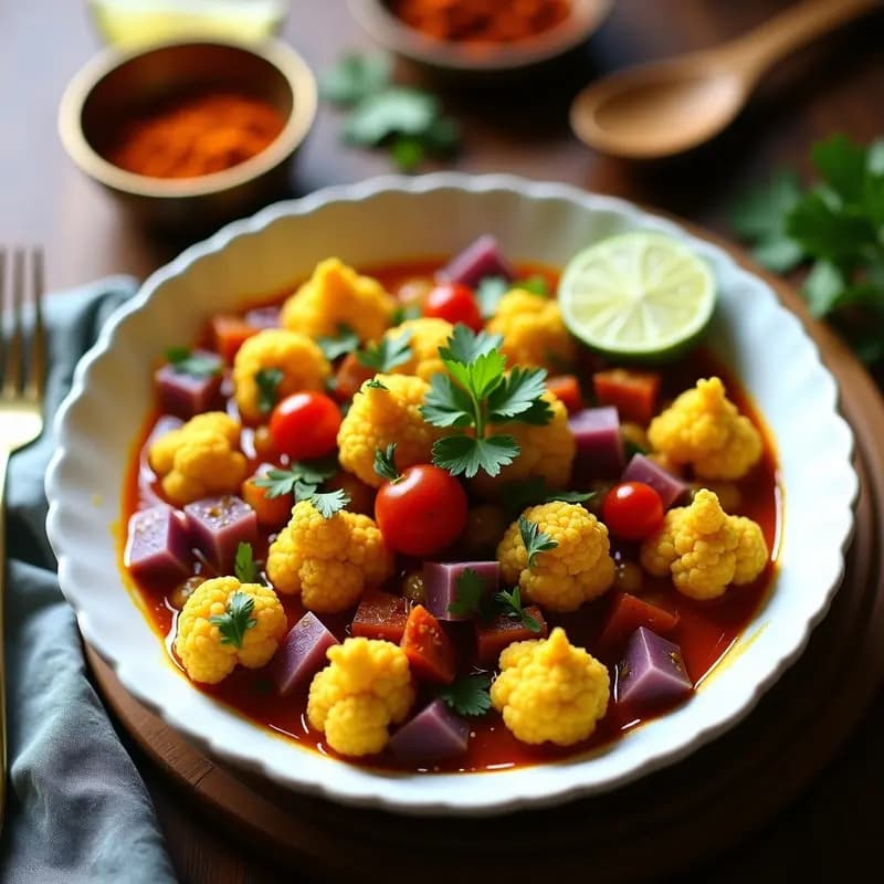 Aloo Gobi con Coliflor Asada y Cúrcuma: Receta India Keto en Airfryer