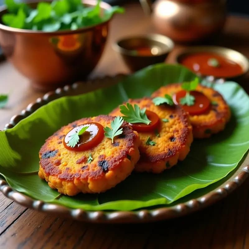 Aloo Tikki de Boniato y Guisantes: Hamburguesa India Vegana con Chutney de Tamarindo