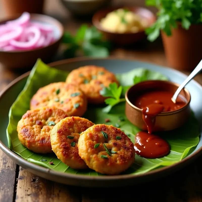Aloo Tikki Indias: Hamburguesas de Patata y Guisantes con Chutney de Tamarindo