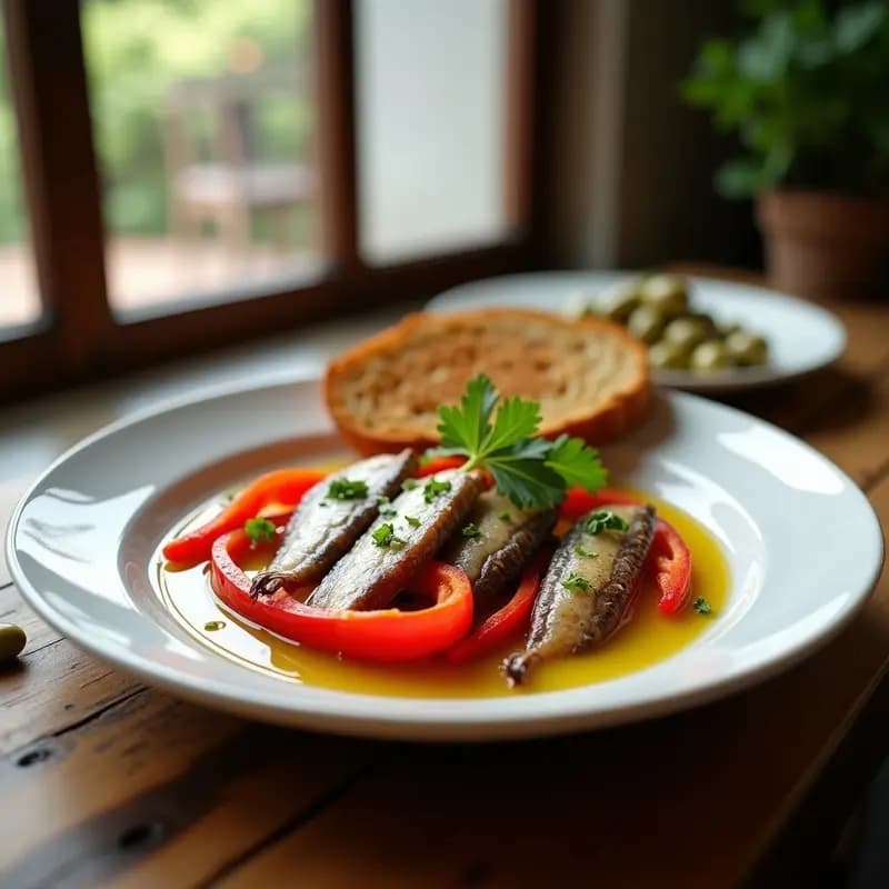 Anchoas en Vinagre con Pimientos Asados: Aperitivo Vasco Tradicional y Sabroso