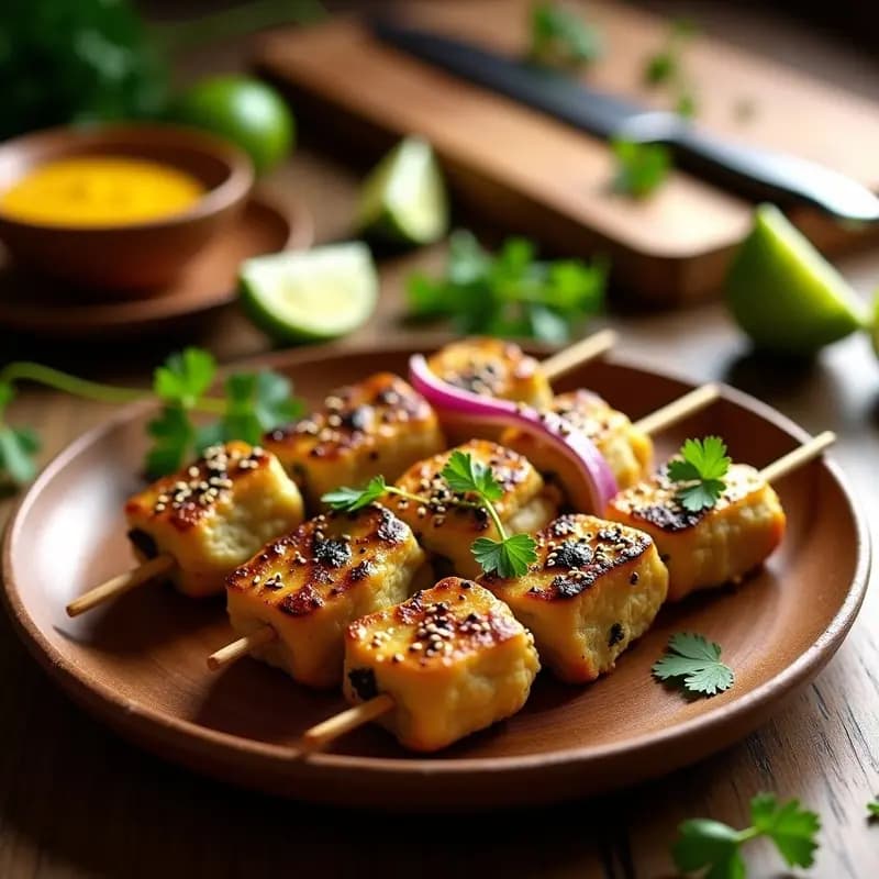 Anticuchos de Corazón de Alcachofa: Brochetas Peruanas Veganas con Salsa de Aji Amarillo