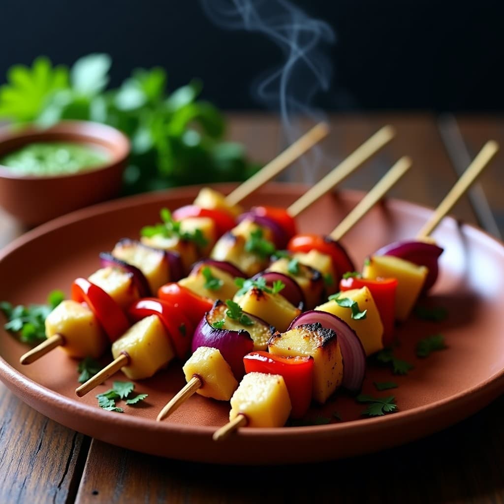 Anticuchos de Corazón de Alcachofa con Chimichurri de Hierbas: Receta Peruana Vegana en Grill