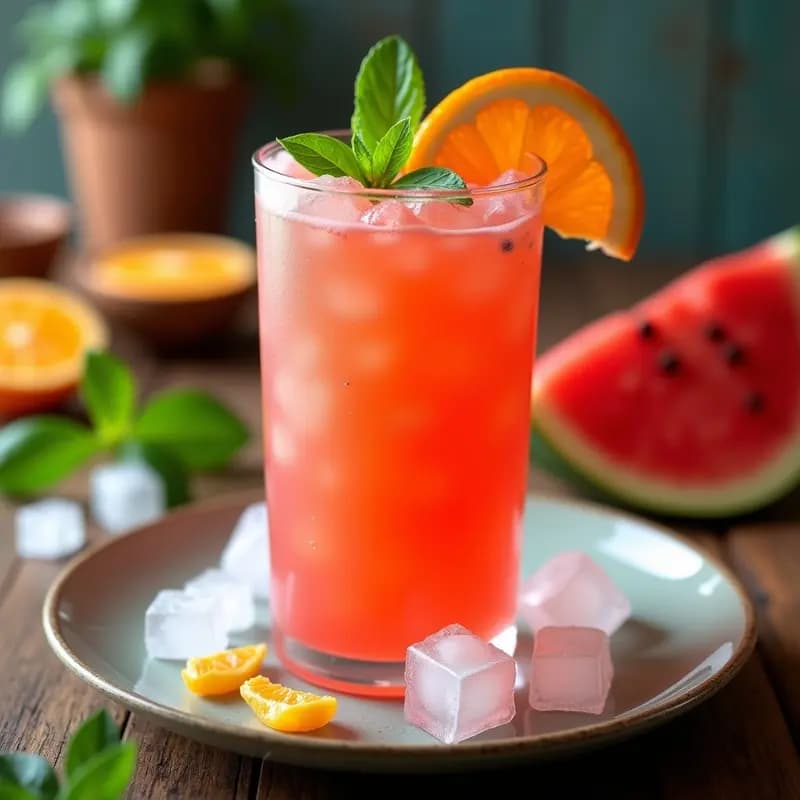 Aperol Spritz Granizado con Sandía y Albahaca: Bebida Italiana Fresca y Sin Alcohol