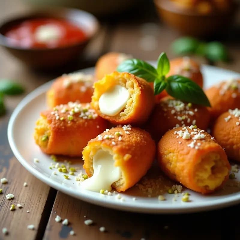 Aranchini Sicilianos: Croquetas de Arroz Rellenas de Ragú de Carne y Queso Mozzarella