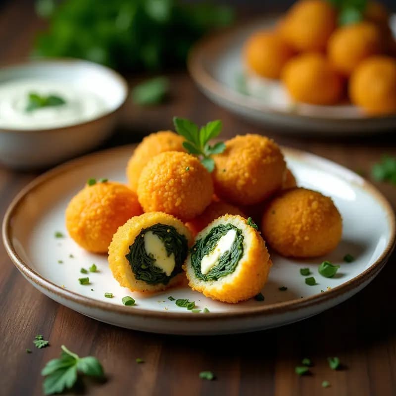 Arancini de Arroz Basmati y Azafrán con Relleno de Espinacas: Aperitivo Italiano en Airfryer